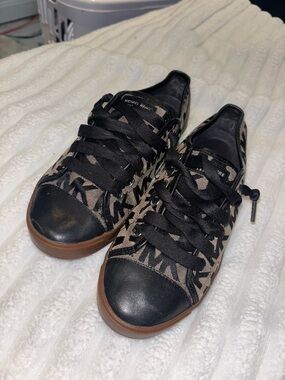 Michael Kors Black & Brown MK Monogram Low-Top Sneakers